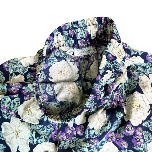 Mark‎ & Company Vintage Large Purple White floral print peg leg pants SMALL - Picture 3 of 6